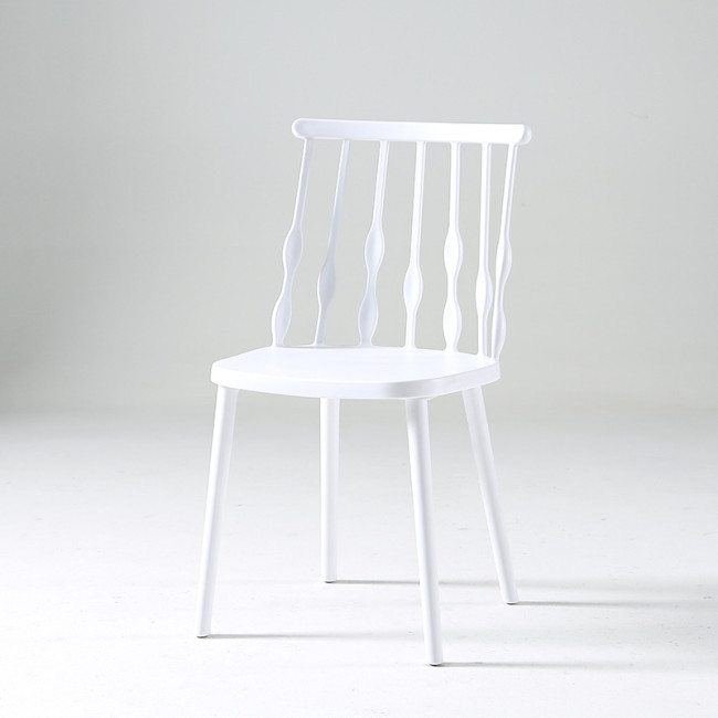 White armless plastic windsor chair