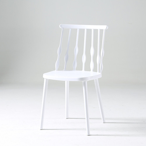 White armless plastic windsor chair