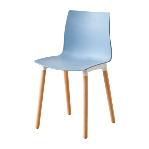 Blue Plastic Chair with Wood Legs
