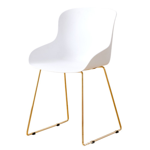 Sleek and stylish plastic chair with a golden metal base