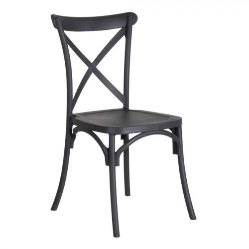 Cross-back design black pp plastic banquet dining chair