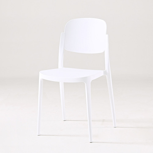 Stylish sturdy stackable white plastic chair