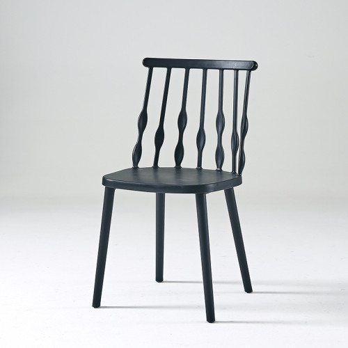 Black armless plastic windsor chair