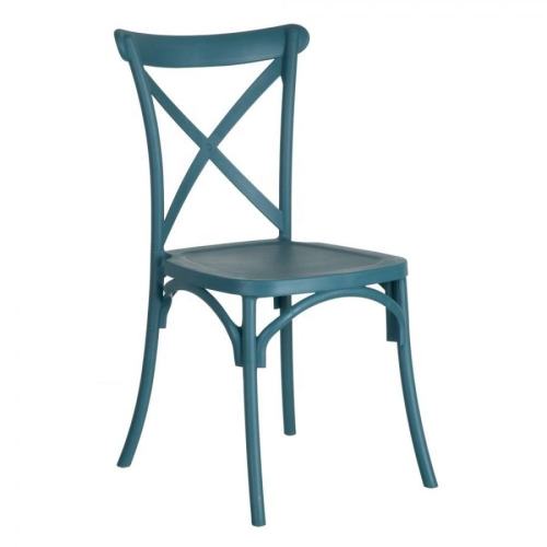 Cross-back design dark blue pp plastic banquet dining chair