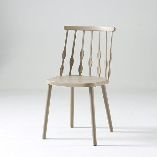 Taupe armless plastic windsor chair
