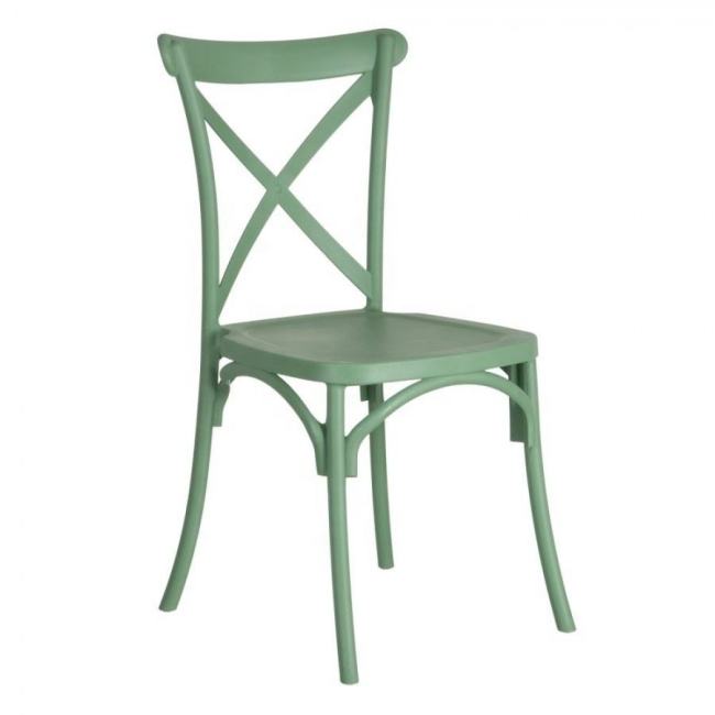  Cross-back design green pp plastic banquet dining chair