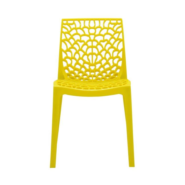 Hollow out stackable yellow pp plastic chair