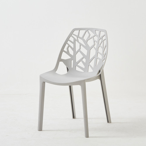 Cut-Out Tree Design Modern Grey Plastic Dining Chairs