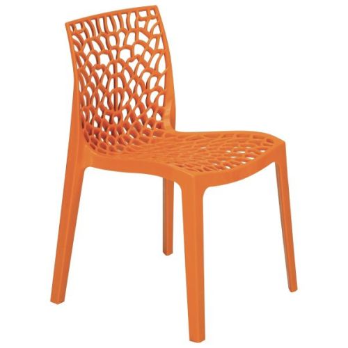 Hollow out stackable orange pp plastic chair