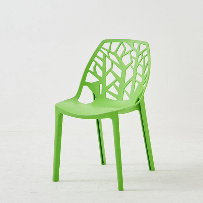 Cut-Out Tree Design Modern Green Plastic Dining Chairs