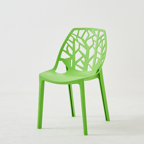 Cut-Out Tree Design Modern Green Plastic Dining Chairs