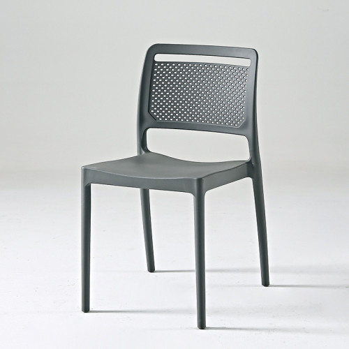 Stackable grey plastic chair