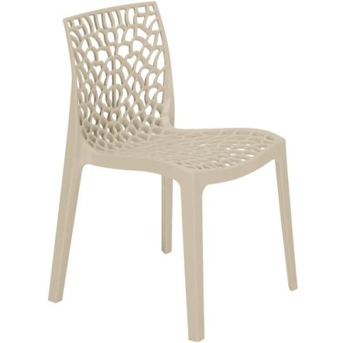 Hollow out stackable taupe pp plastic chair