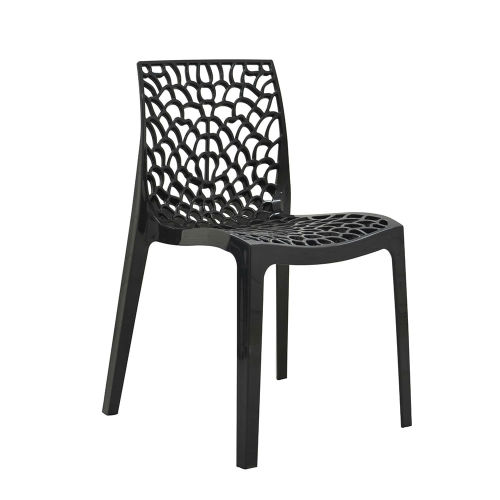 Hollow out stackable black pp plastic chair