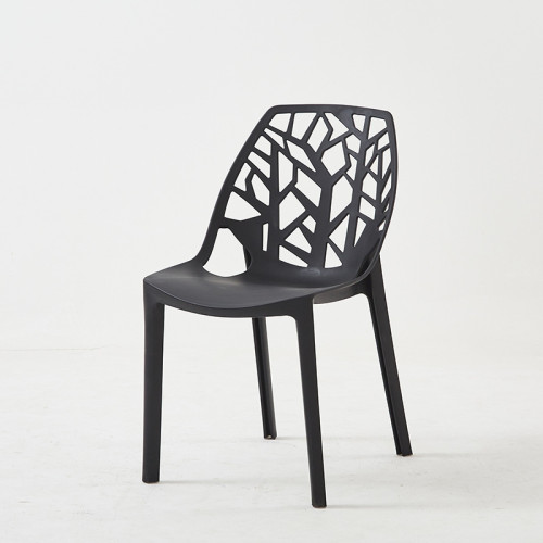 Cut-Out Tree Design Modern Black Plastic Dining Chairs