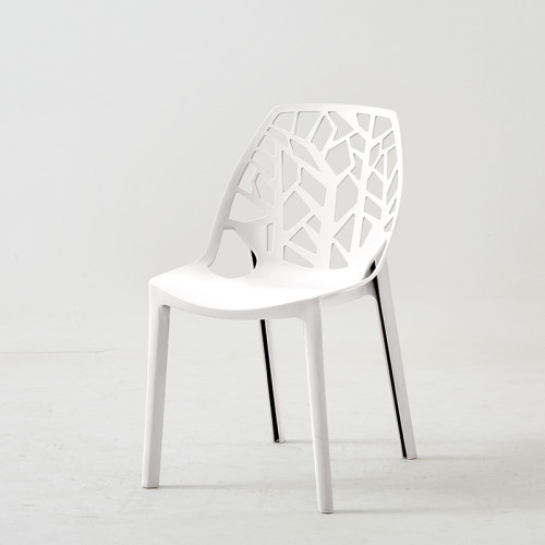 Cut-Out Tree Design Modern White Plastic Dining Chairs
