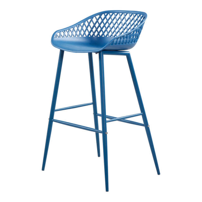 Kitchen counter height blue plastic bar stool
