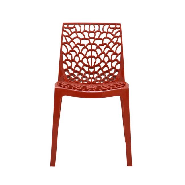 Hollow out stackable red pp plastic chair