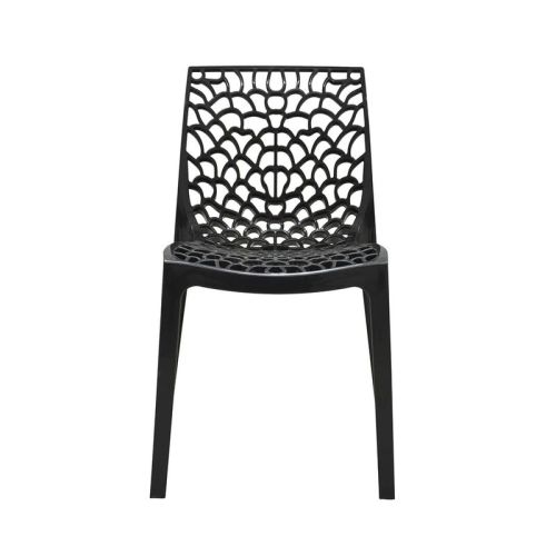 Hollow out stackable black pp plastic chair