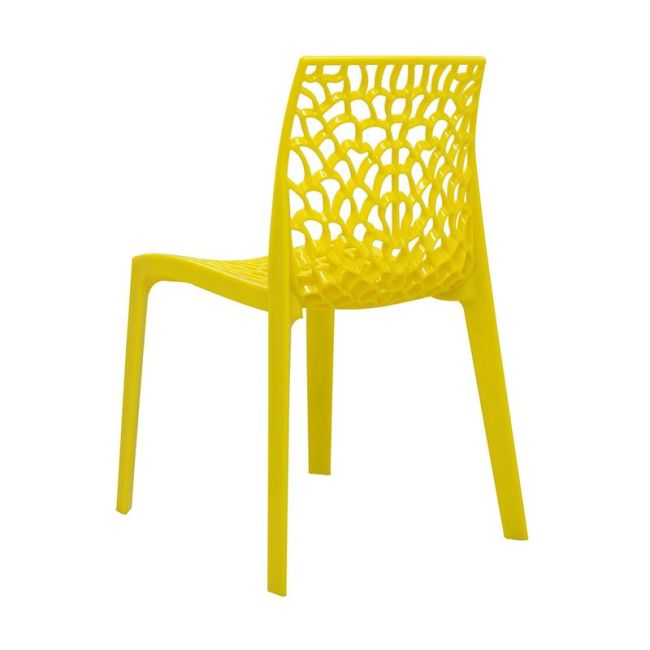 Hollow out stackable yellow pp plastic chair