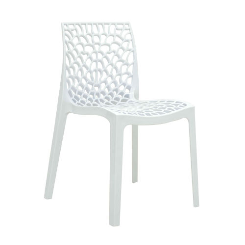 Hollow out stackable white pp plastic chair