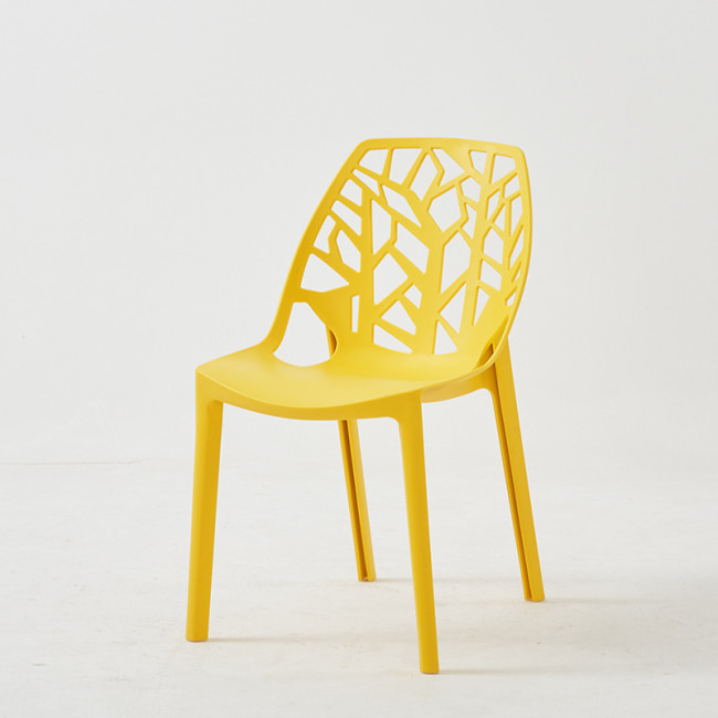 Cut-Out Tree Design Modern Yellow Plastic Dining Chairs