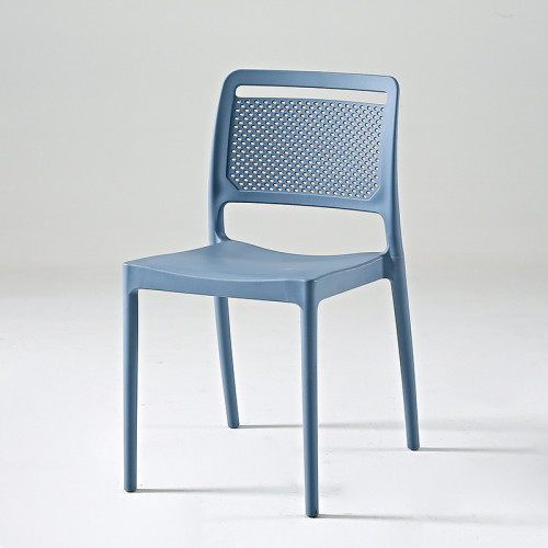 Space saving haze blue plastic chair