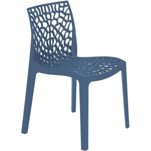 Hollow out stackable dark blue pp plastic chair