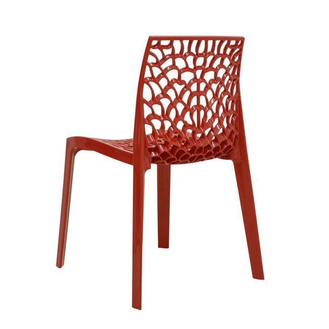 Hollow out stackable red pp plastic chair