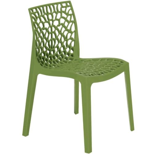 Hollow out stackable green pp plastic chair