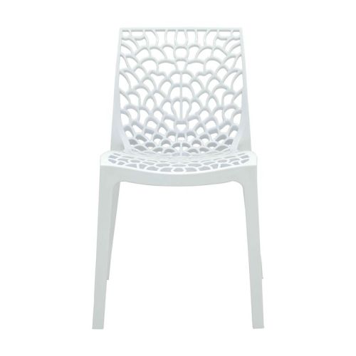 Hollow out stackable white pp plastic chair