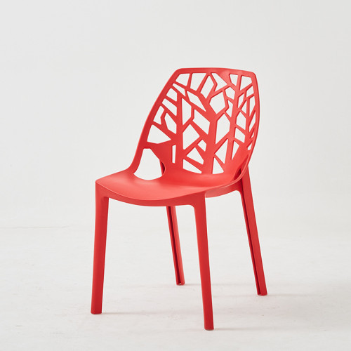 Cut-Out Tree Design Modern Red Plastic Dining Chairs