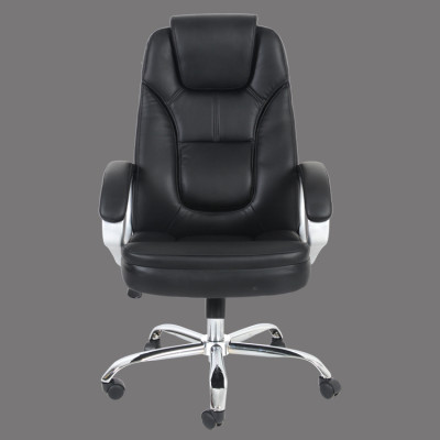 Ergonomic black faux leather office boss chair