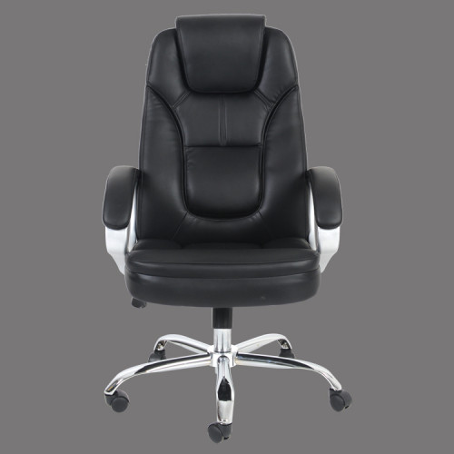 Ergonomic black faux leather office boss chair