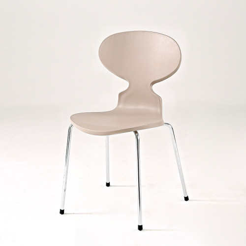 Stylish taupe plastic ant chair with chromed metal legs