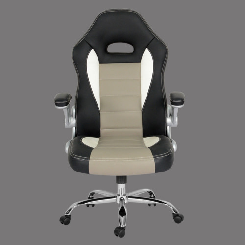 Modern racing style faux leather office chair with adjustable arms