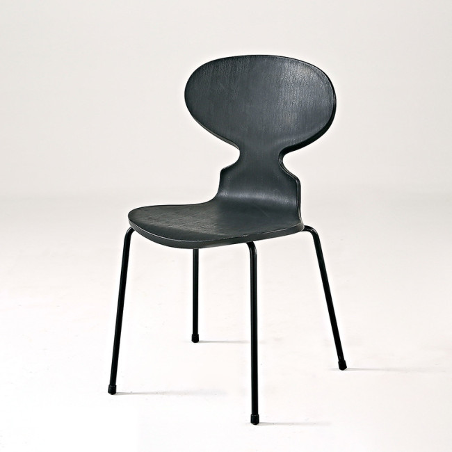Black plastic ant chair with black metal legs