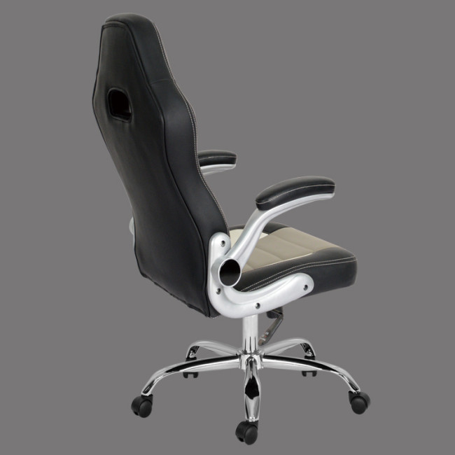Modern racing style faux leather office chair with adjustable arms