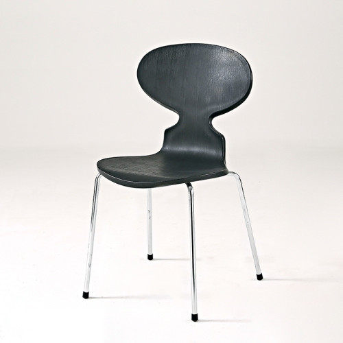 Stylish black plastic ant chair with chromed metal legs