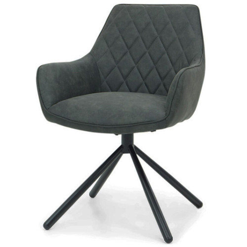 Comfortable swivel dark grey upholstered fabric dining chair