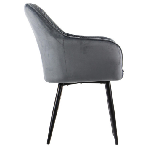Luxury armrest tufted dark grey velvet dining chair