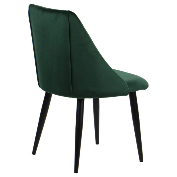 Dark green velvet dining chair with metal legs