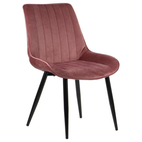 Stylish curved back pink velvet dining room chair