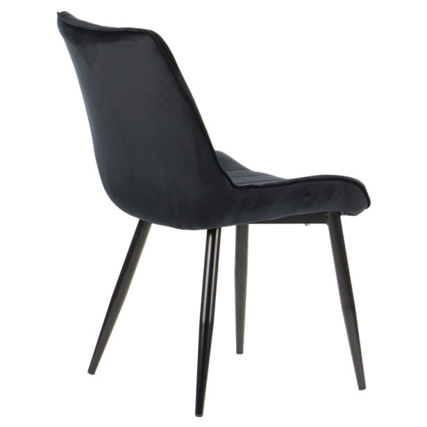 Stylish curved back black velvet dining room chair