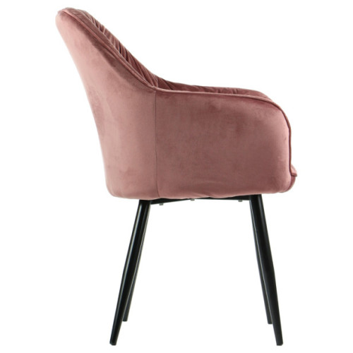 Luxury armrest tufted pink velvet dining chair