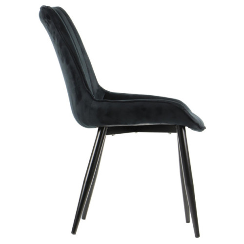 Stylish curved back black velvet dining room chair