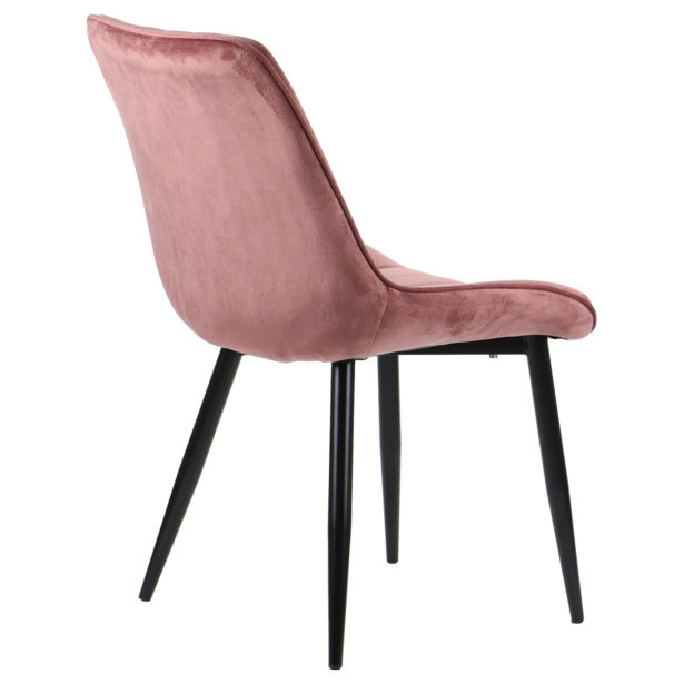 Stylish curved back pink velvet dining room chair