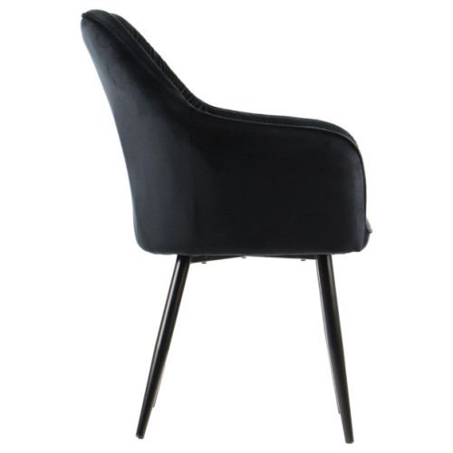 Luxury armrest tufted black velvet dining chair