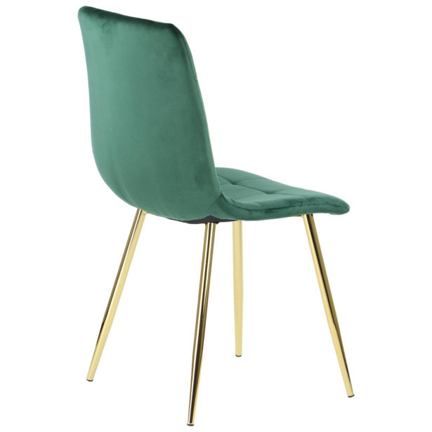 Green velvet café chair with golden metal legs
