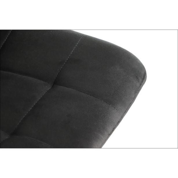 Elegant black velvet upholstery cafe chair with golden metal legs